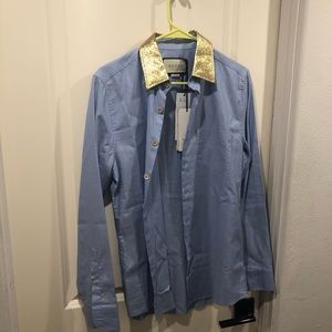 NWT GUCCI gold collar dress shirt $680